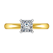 Solitaire Diamond Princess Cut Engagement Ring Comfort Fit 14K Yellow Gold