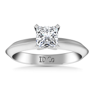 Solitaire  Princess Cut Diamond Engagement Ring Knife Edge 14K White Gold