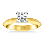 Solitaire Diamond Engagement Ring Knife Edge Princess Cut Diamond 14K Yellow Gold