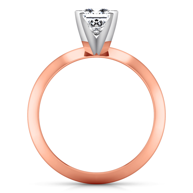 Solitaire Diamond Engagement Ring Knife Edge Princess Cut Diamond 14K Rose Gold