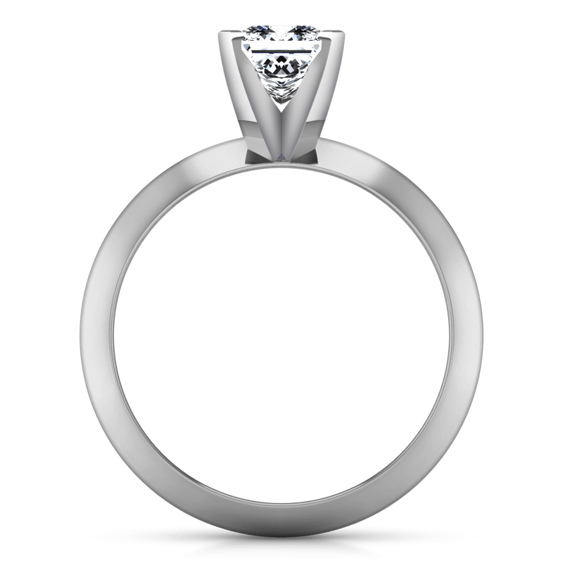 Solitaire  Princess Cut Diamond Engagement Ring Knife Edge 14K White Gold