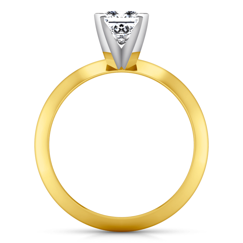 Solitaire Diamond Engagement Ring Knife Edge Princess Cut Diamond 14K Yellow Gold