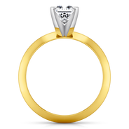Solitaire Diamond Engagement Ring Knife Edge Princess Cut Diamond 14K Yellow Gold