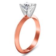 Solitaire Diamond Engagement Ring Knife Edge Princess Cut Diamond 14K Rose Gold