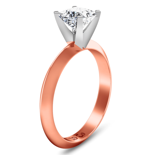Solitaire Diamond Engagement Ring Knife Edge Princess Cut Diamond 14K Rose Gold