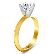 Solitaire Diamond Engagement Ring Knife Edge Princess Cut Diamond 14K Yellow Gold