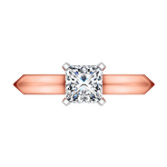 Solitaire Diamond Engagement Ring Knife Edge Princess Cut Diamond 14K Rose Gold