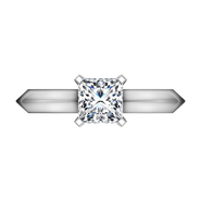 Solitaire  Princess Cut Diamond Engagement Ring Knife Edge 14K White Gold
