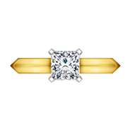 Solitaire Diamond Engagement Ring Knife Edge Princess Cut Diamond 14K Yellow Gold
