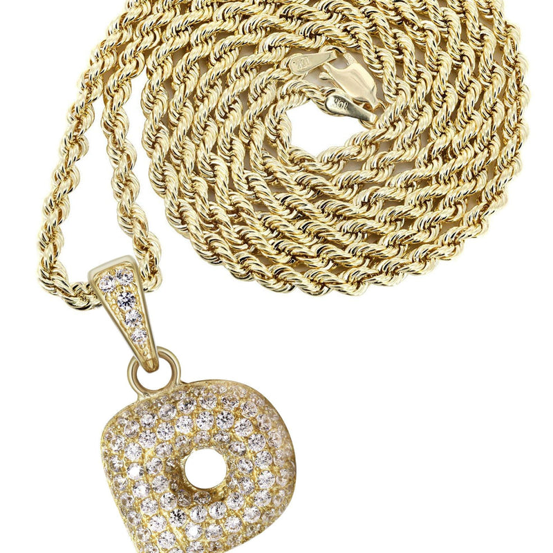 10K Yellow Gold Bubble Letter "P" CZ Necklace | Appx. 12.8 Grams