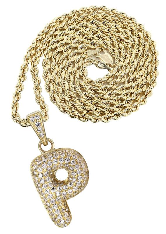 10K Yellow Gold Bubble Letter 
