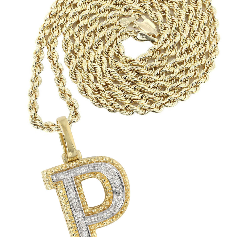 Diamond 10K Yellow Gold Letter "P" Necklace | Appx. 13.5 Grams