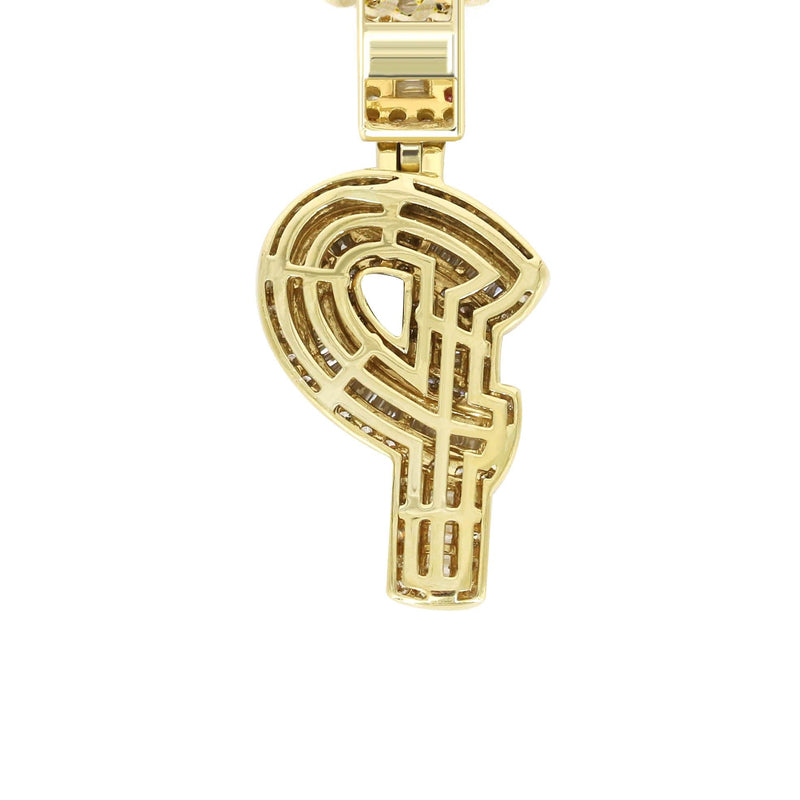 14K Yellow Gold Letter "P" Baguette Diamond Necklace | 1.72 Carats