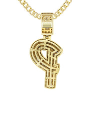 14K Yellow Gold Letter "P" Baguette Diamond Necklace | 1.72 Carats