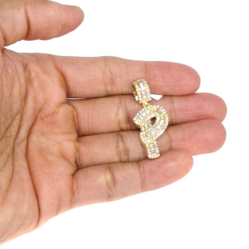 14K Yellow Gold Letter "P" Baguette Diamond Necklace | 1.72 Carats