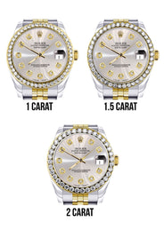 Diamond Gold Rolex Watch | 68273 | Diamond Bezel | 31MM | Grey Dial | Jubilee Band