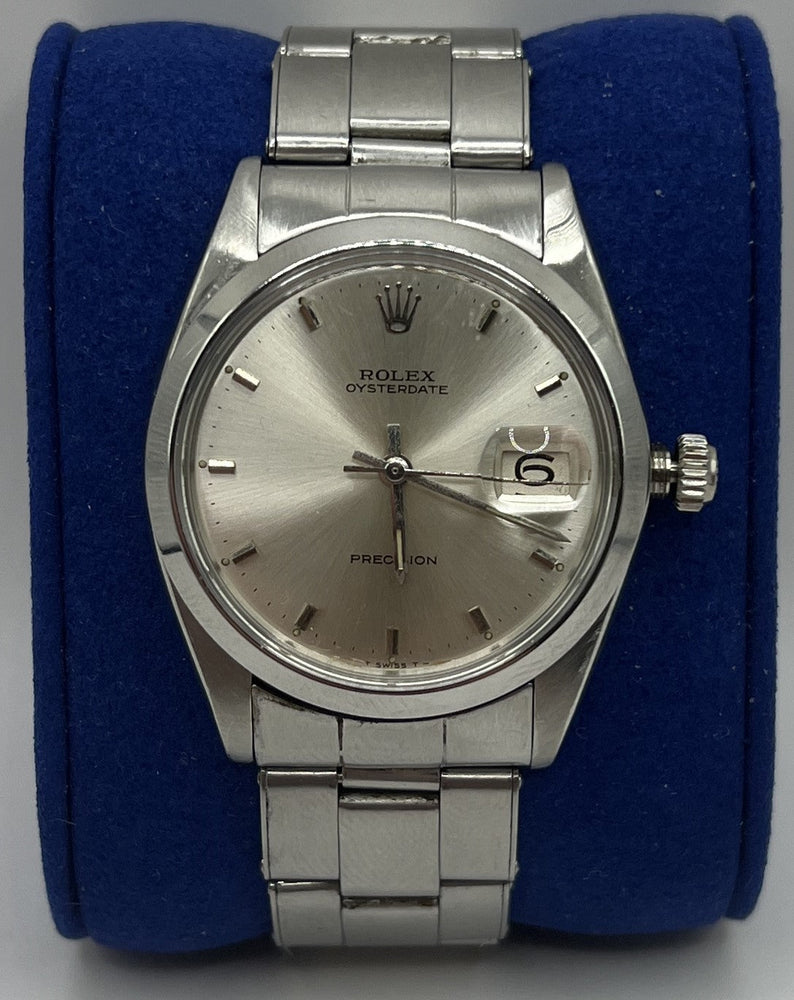 Rolex OysterDate Precision Watch  | 34MM | Silver Dial | Oyster Band