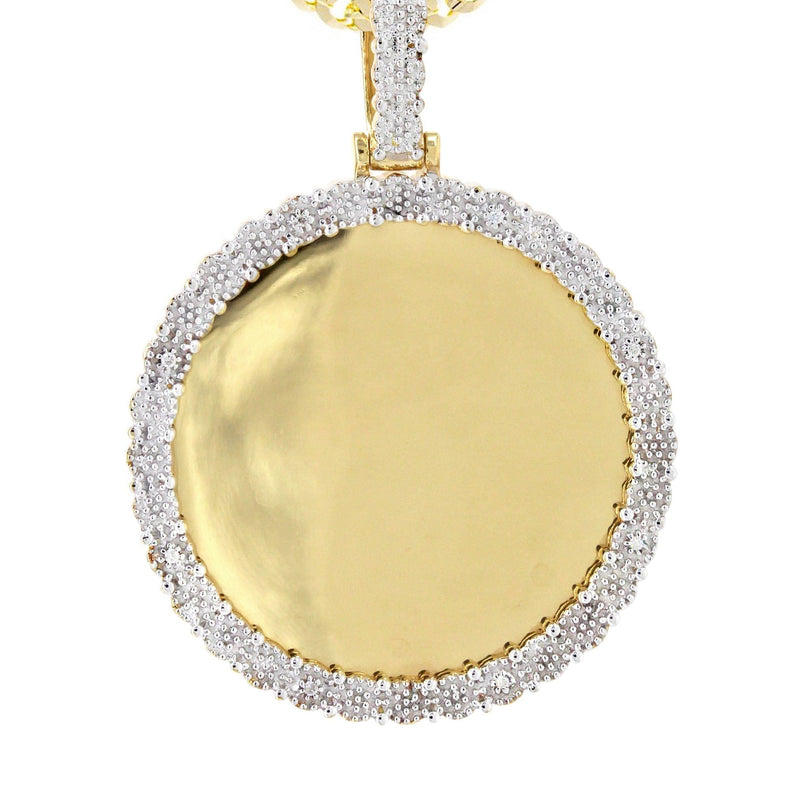 10K Yellow Gold Diamond Round Picture Pendant Necklace | Appx. 16 Grams