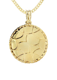 10K Yellow Gold Diamond Round Picture Pendant Necklace | Appx. 16 Grams
