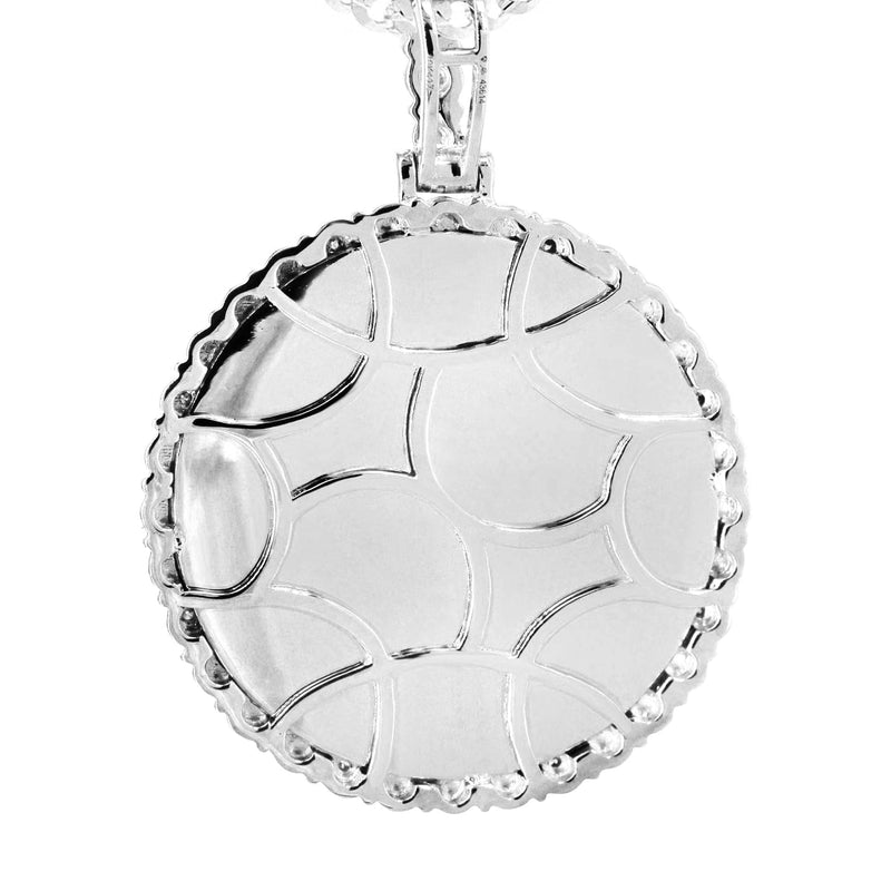 10K White Gold Diamond Round Picture Pendant Necklace | Appx. 16 Grams