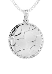 10K White Gold Diamond Round Picture Pendant Necklace | Appx. 16 Grams
