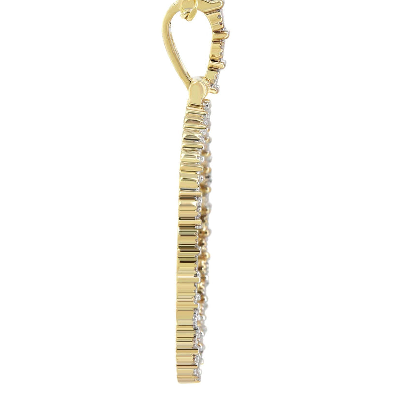 10K Yellow Gold Diamond Round Picture Pendant Necklace | Appx. 16 Grams