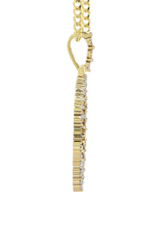 10K Yellow Gold Diamond Round Picture Pendant Necklace | Appx. 16 Grams
