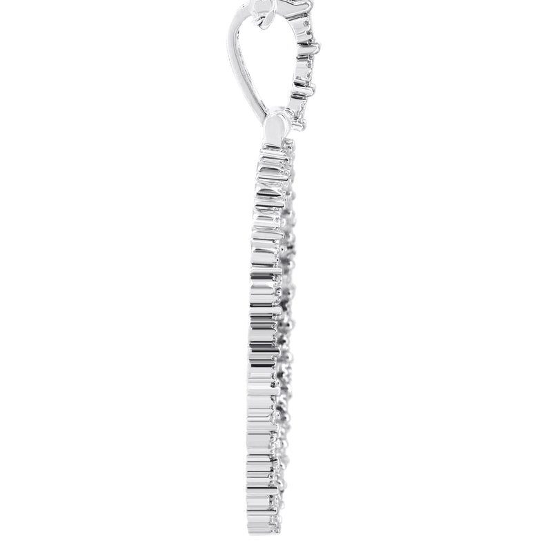 10K White Gold Diamond Round Picture Pendant Necklace | Appx. 16 Grams