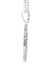 10K White Gold Diamond Round Picture Pendant Necklace | Appx. 16 Grams