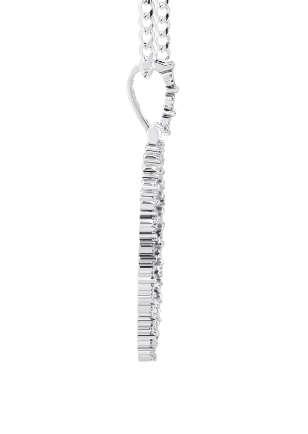 10K White Gold Diamond Round Picture Pendant Necklace | Appx. 16 Grams