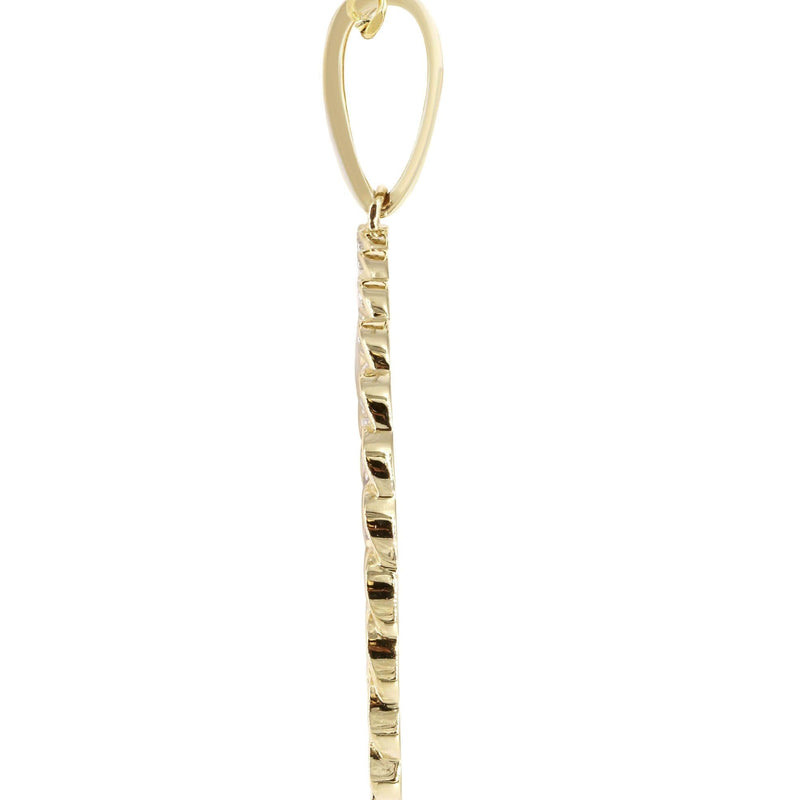 10K Yellow Gold Large Diamond Round Cuban Picture Pendant Necklace | Appx. 24 Grams