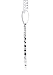 10K White Gold Large Diamond Round Cuban Picture Pendant Necklace | Appx. 24 Grams