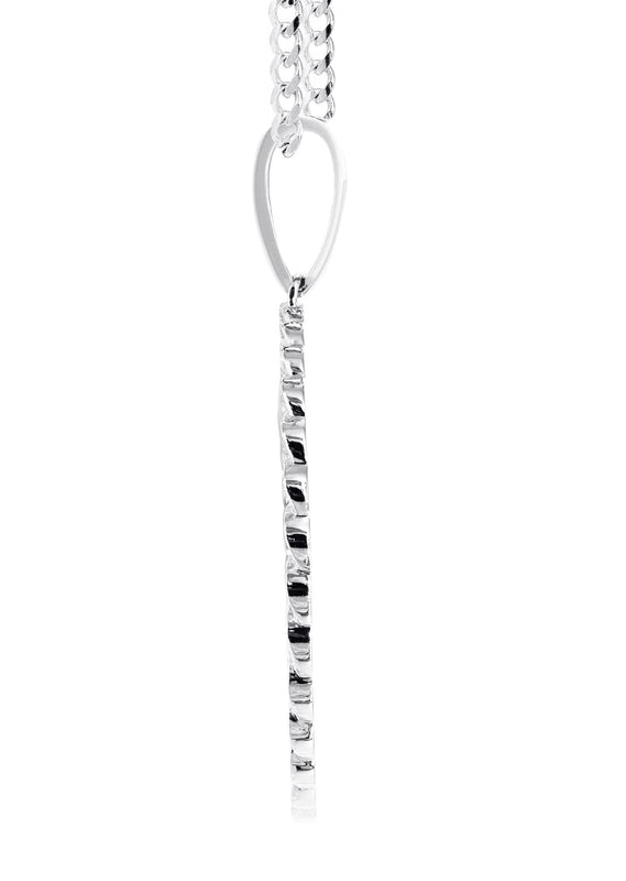 10K White Gold Large Diamond Round Cuban Picture Pendant Necklace | Appx. 24 Grams