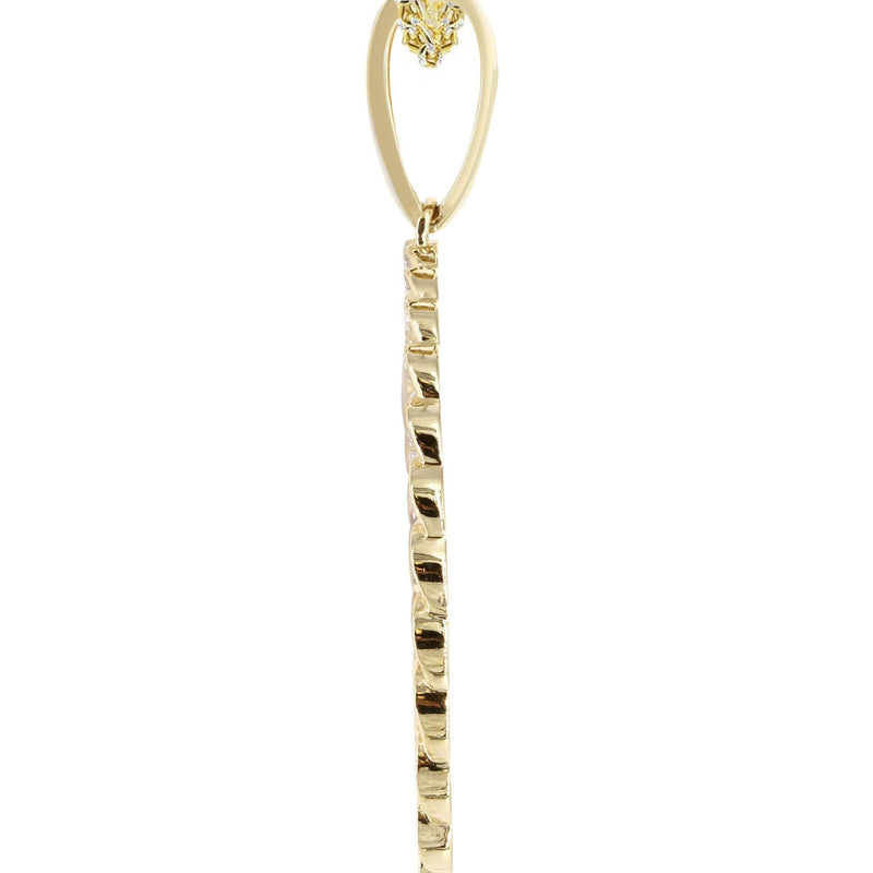 10K Yellow Gold Medium Diamond Round Cuban Picture Pendant Necklace | Appx. 21 Grams
