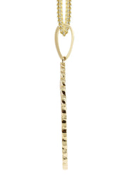 10K Yellow Gold Medium Diamond Round Cuban Picture Pendant Necklace | Appx. 21 Grams