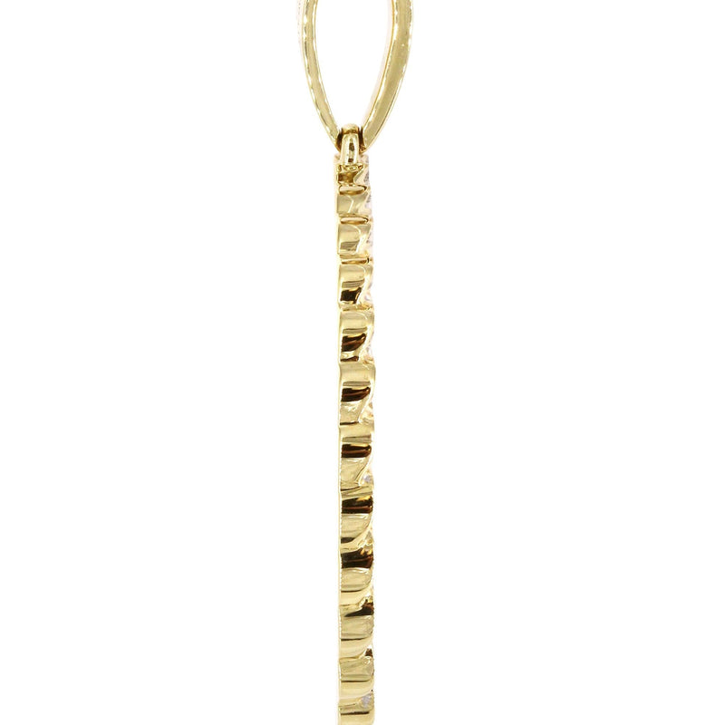 10K Yellow Gold Small Diamond Round Cuban Picture Pendant Necklace | Appx. 18 Grams