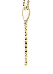 10K Yellow Gold Small Diamond Round Cuban Picture Pendant Necklace | Appx. 18 Grams
