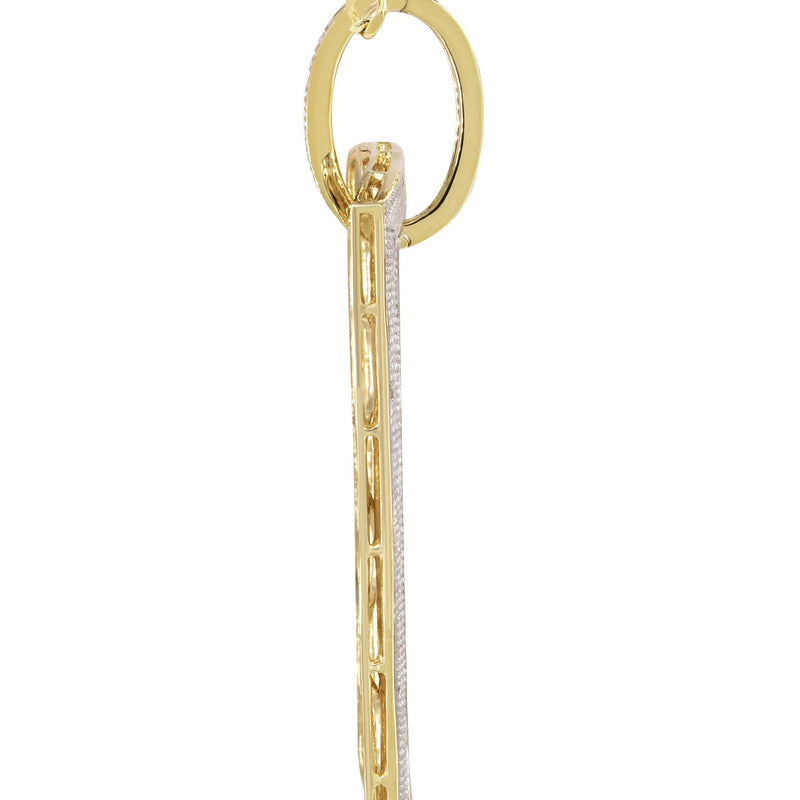10K Yellow Gold Diamond Dog Tag Picture Pendant Necklace | Appx. 36 Grams