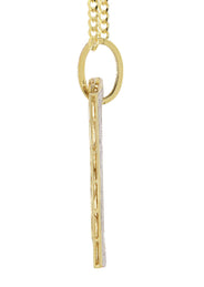 10K Yellow Gold Diamond Dog Tag Picture Pendant Necklace | Appx. 36 Grams