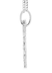 10K White Gold Diamond Dog Tag Picture Pendant Necklace | Appx. 36 Grams
