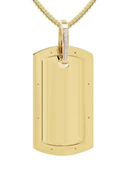 10K Yellow Gold Diamond Dog Tag Picture Pendant Necklace | Appx. 27 Grams