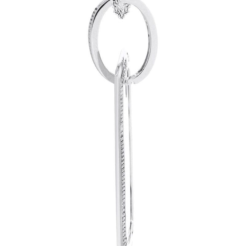 10K White Gold Diamond Dog Tag Picture Pendant Necklace | Appx. 27 Grams