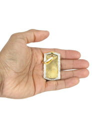 10K Yellow Gold Diamond Dog Tag Picture Pendant Necklace | Appx. 27 Grams