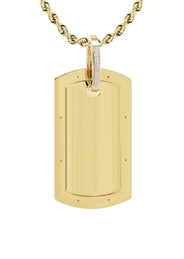10K Yellow Gold Diamond Dog Tag Picture Pendant Necklace | Appx. 20 Grams