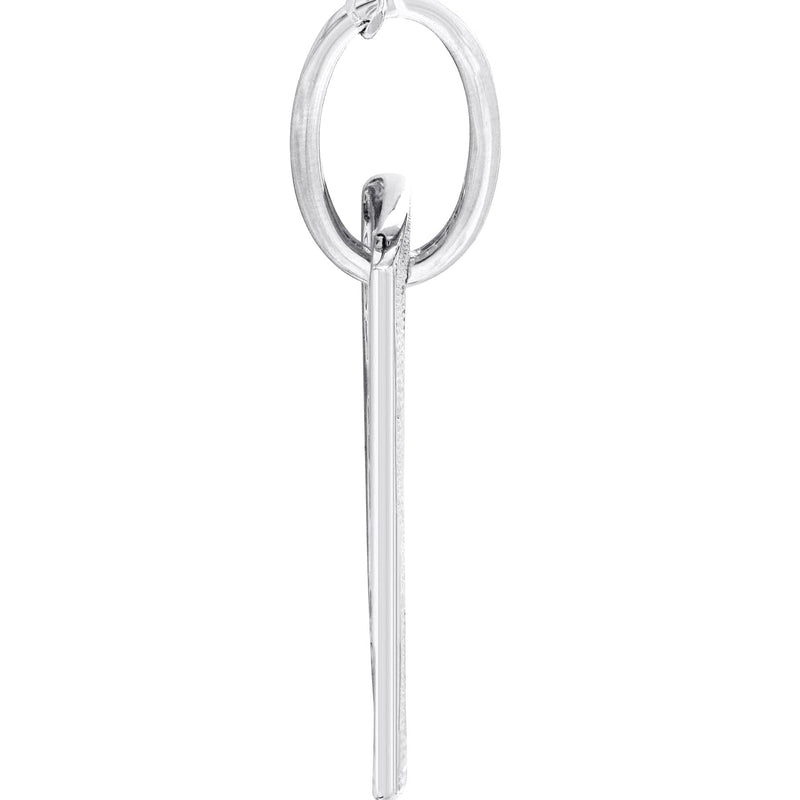 10K White Gold Diamond Dog Tag Picture Pendant Necklace | Appx. 24 Grams