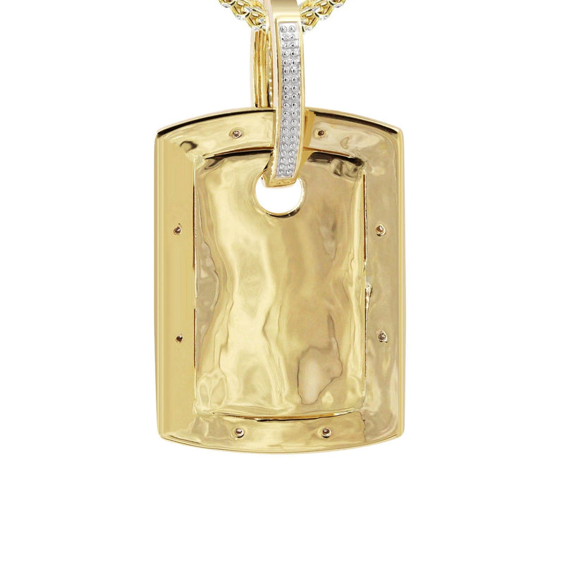 10K Yellow Gold Diamond Dog Tag Picture Pendant Necklace | Appx. 19 Grams