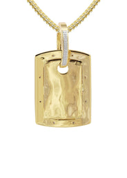 10K Yellow Gold Diamond Dog Tag Picture Pendant Necklace | Appx. 19 Grams