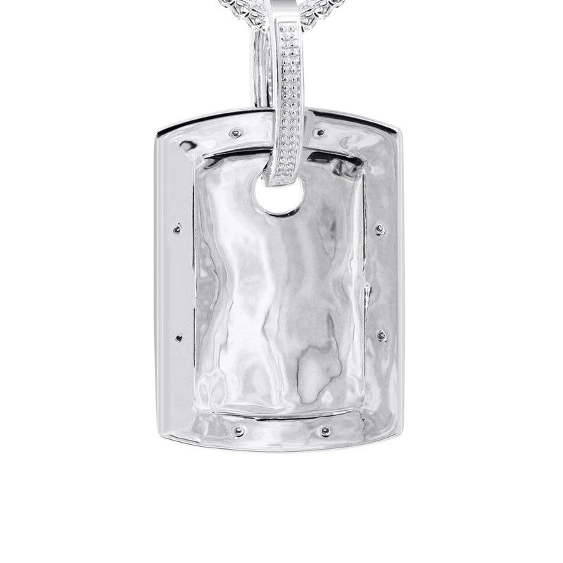 10K White Gold Diamond Dog Tag Picture Pendant Necklace | Appx. 19 Grams
