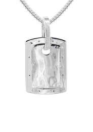 10K White Gold Diamond Dog Tag Picture Pendant Necklace | Appx. 19 Grams