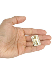 10K Yellow Gold Diamond Dog Tag Picture Pendant Necklace | Appx. 19 Grams